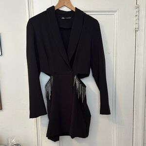 zara blazer romper with cutouts